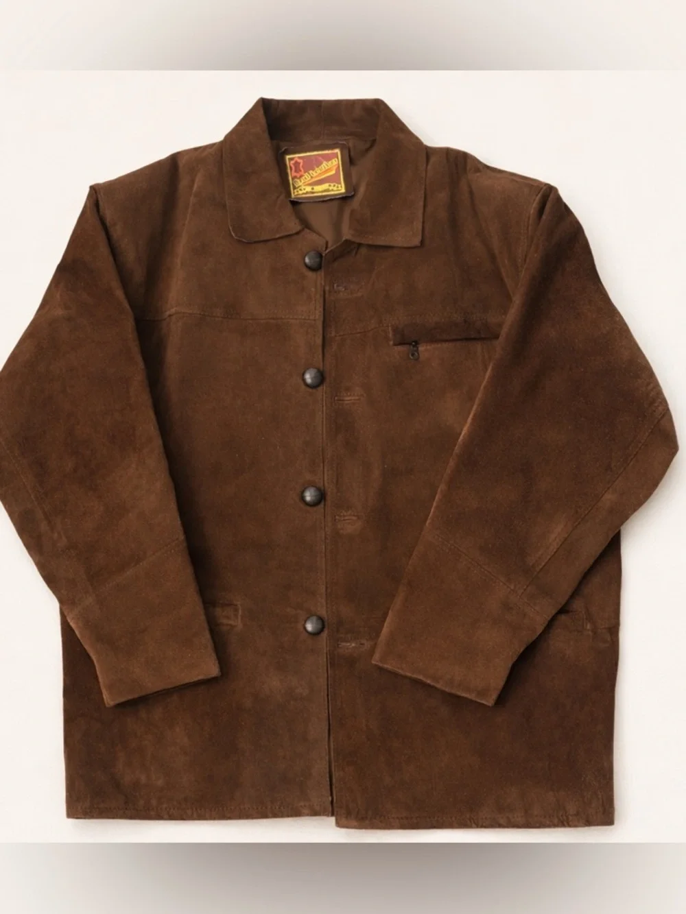 Vintage Brown Suede Leather Jacket XL XXL Handmade Afghan Coat